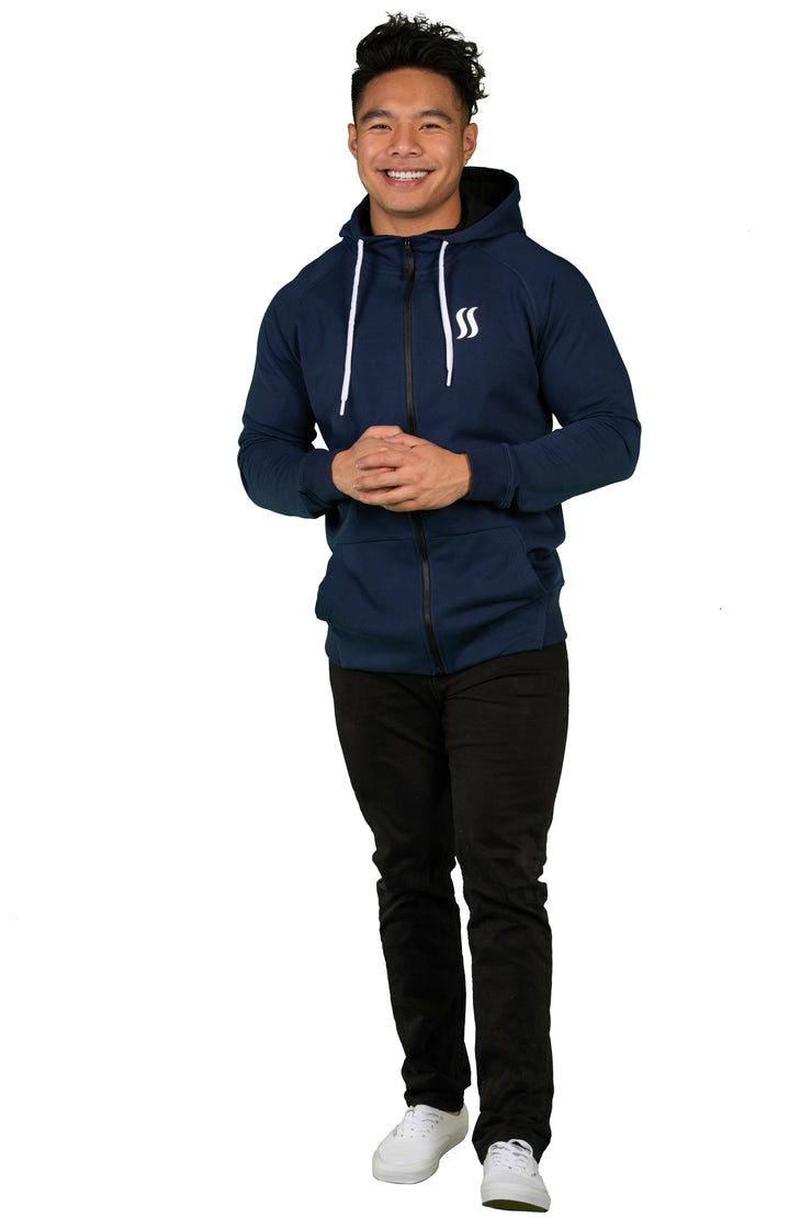 SS ZIP UP HOODIE - NAVY