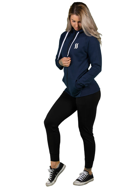 SS ZIP UP HOODIE - NAVY